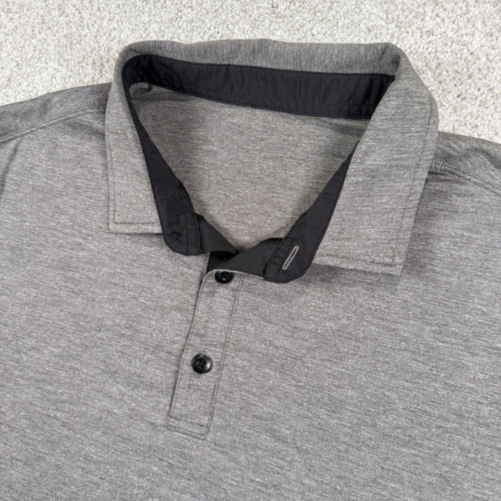 Lululemon Polo Shirt Mens M Grey Heathered Evolution Short Sleeve Golf